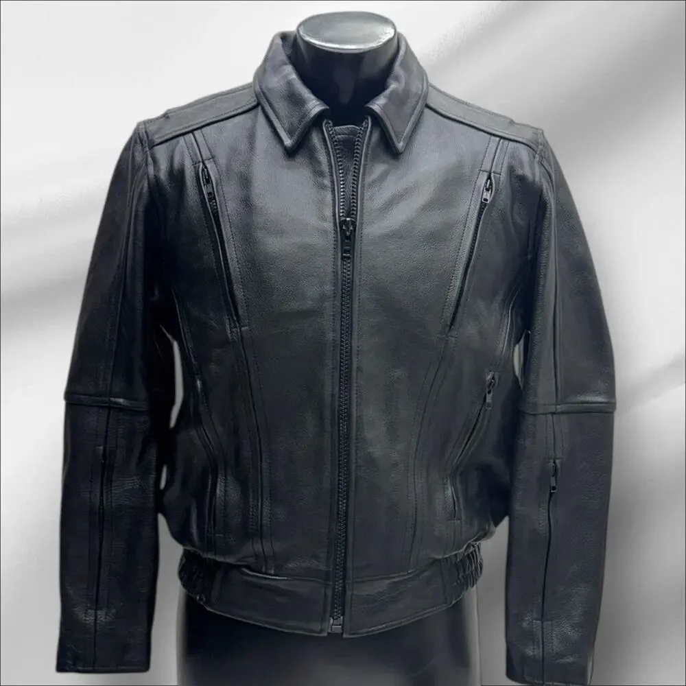 XPERT PERFORMANCE GEAR Men’s Medium Black Heavy Leather Motorcycle Jacket